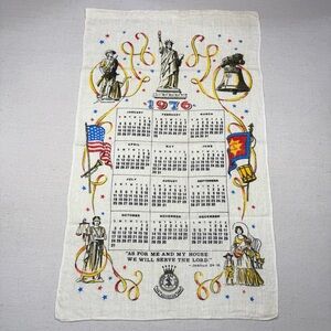 Vintage 1976 Calendar Tea Towel with Patriotic Design